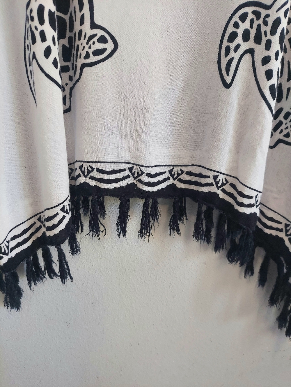 Sea Turtle Black And White Caftan Beach Swim Cover Up One Size - Picture 4 of 7